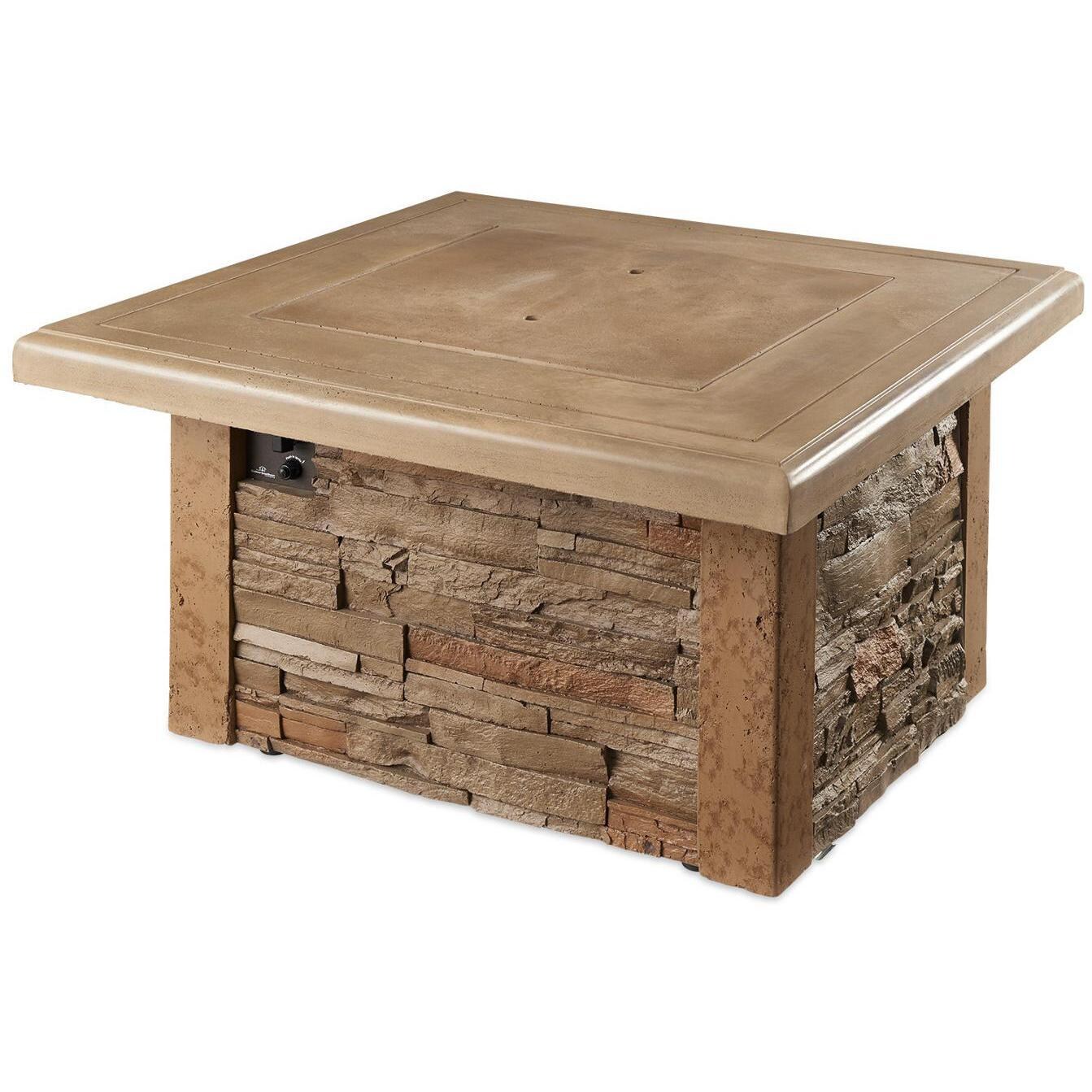 Lakeview Outdoor Designs Caneville Square Gas Fire Pit Table - Includes Matching Burner Cover - White Background thumbnail