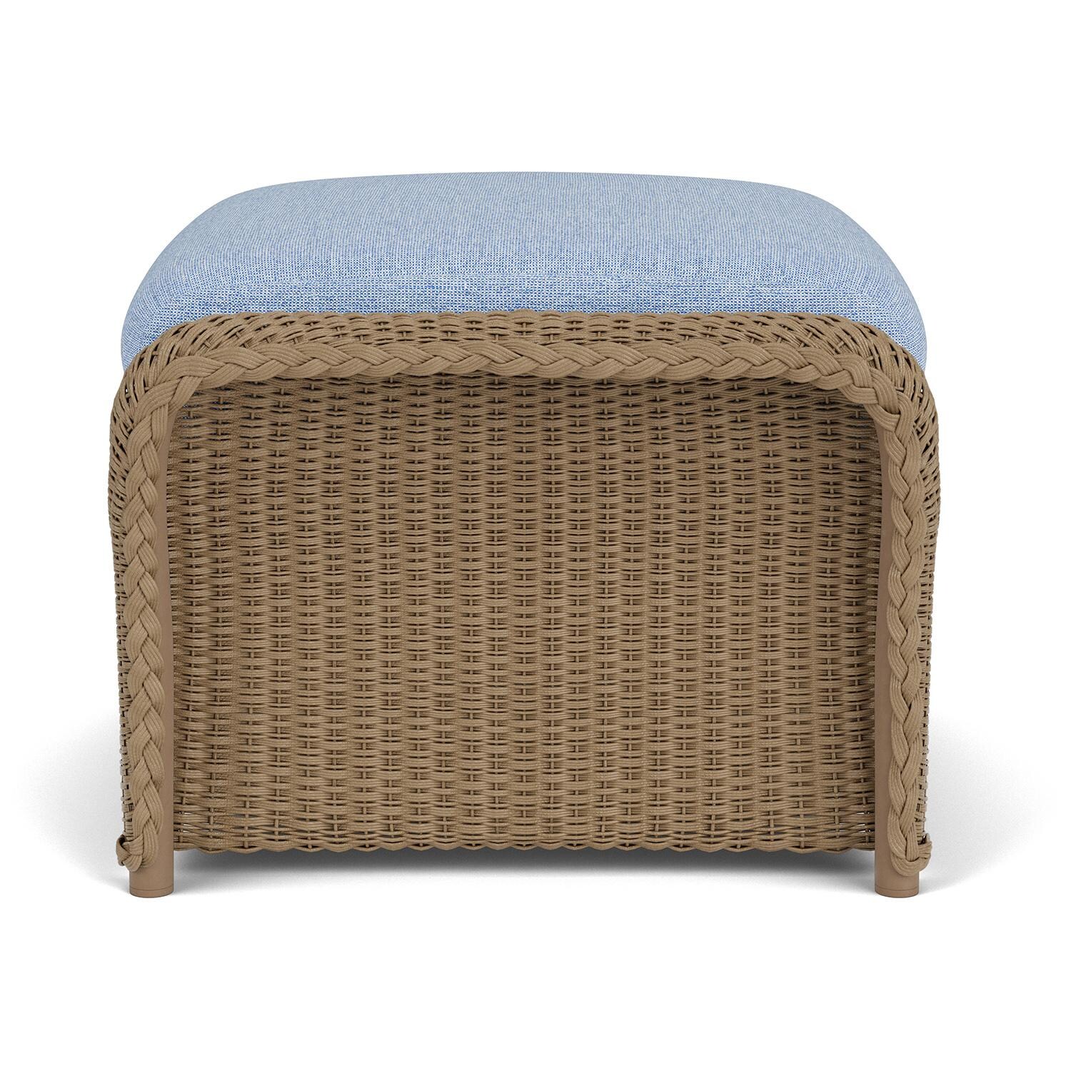 Lloyd Flanders Weekend Retreat Woven Ottoman in Fawn Finish W/ Demo Skyway Fabric - Side thumbnail