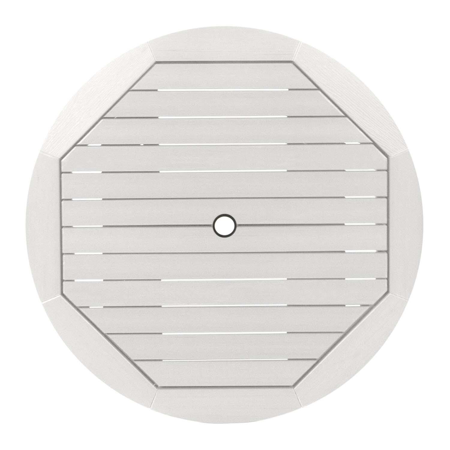 Elm Pointe 3 Pc Recycled Plastic Round Dining Set in White By Lakeview Outdoor Designs - Table Top - Detail thumbnail