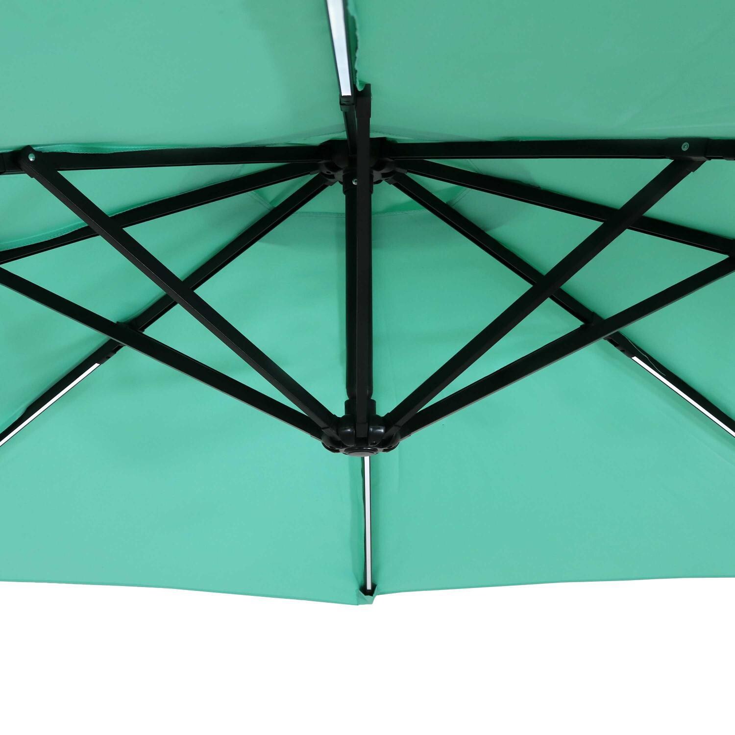 Ultimate Patio 10 Ft. Solar Lighted Patio Cantilever W/ Crank - Seafoam - Sturdy Ribs Support Canopy thumbnail