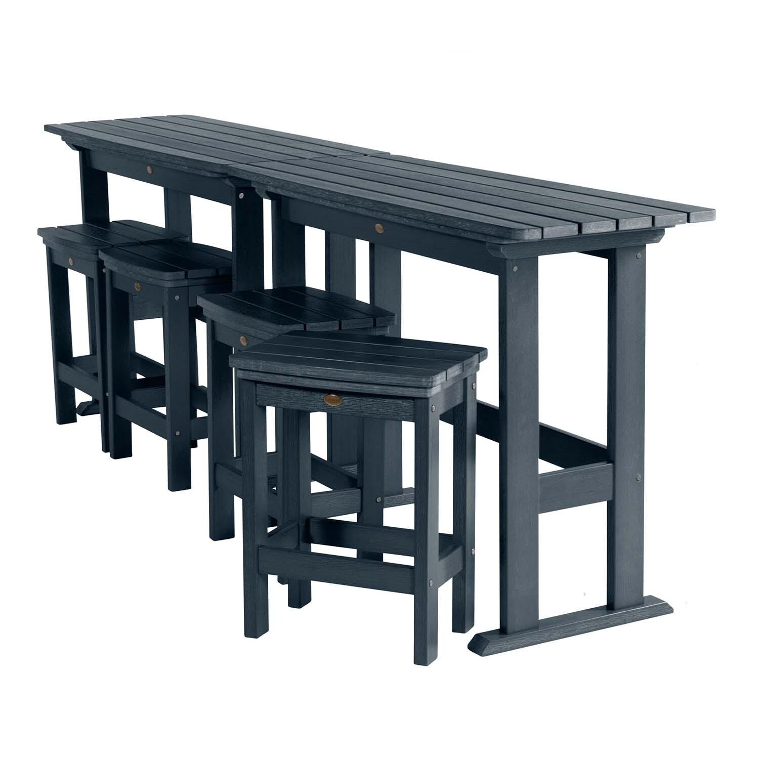 Hart Lane 6 Pc Recycled Plastic Counter Height Dining Set in Federal Blue By Lakeview - Tables Against Railing - White Background thumbnail