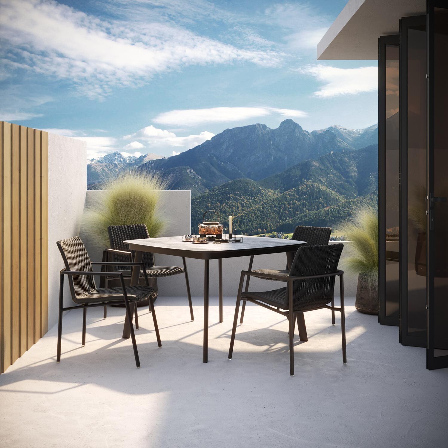 Oxford Garden Orso 2 Pc Wicker & Aluminum Dining Arm Chair in Carbon/Shadow - Outdoor Dining thumbnail