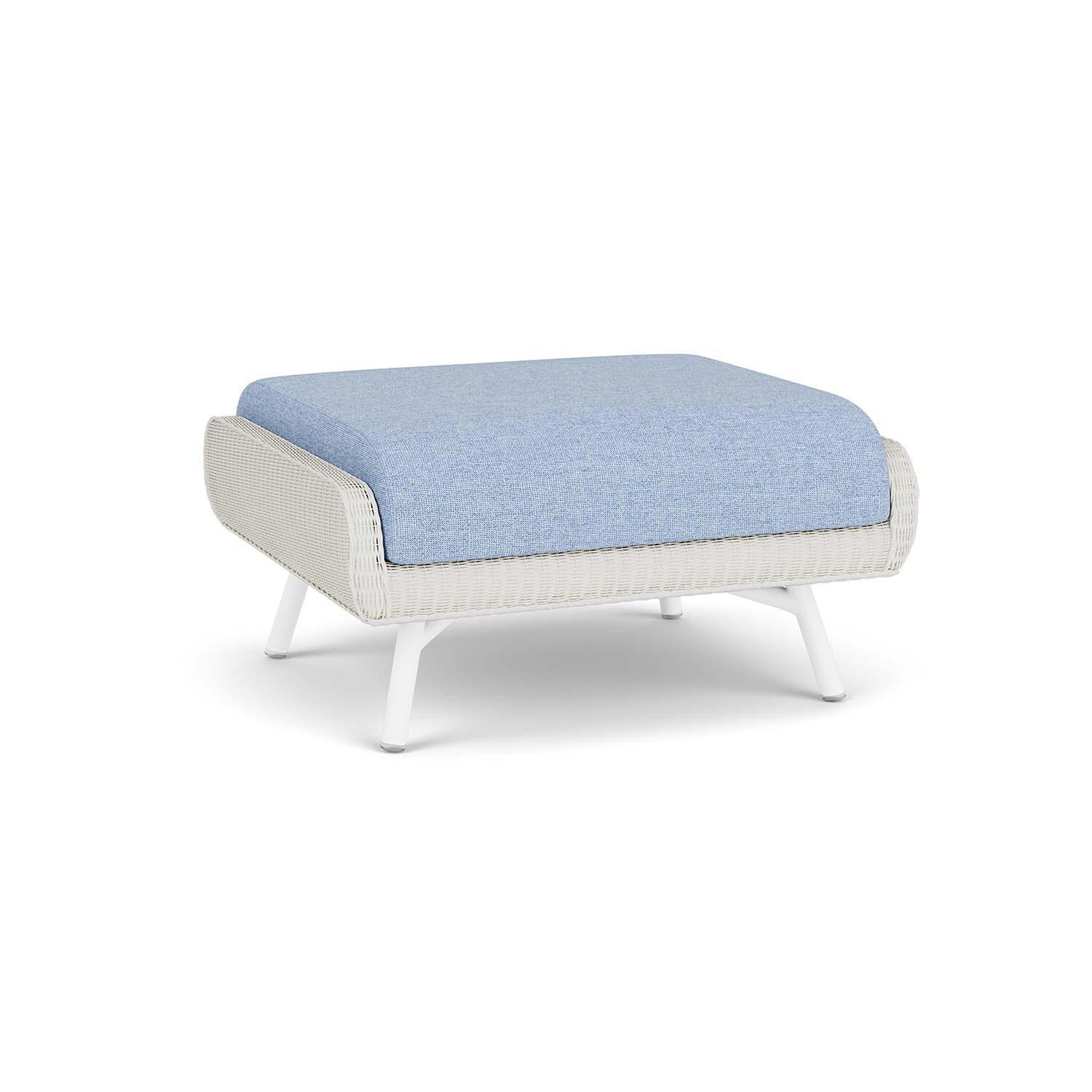 Lloyd Flanders Essence Ottoman W/Demo Skyway Fabric - Matte White Finish - Back Left thumbnail