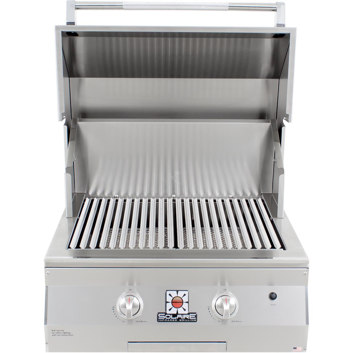 Solaire Gas Grills 27 Inch Deluxe Built-In InfraVection Natural Gas Grill - Hood Open thumbnail