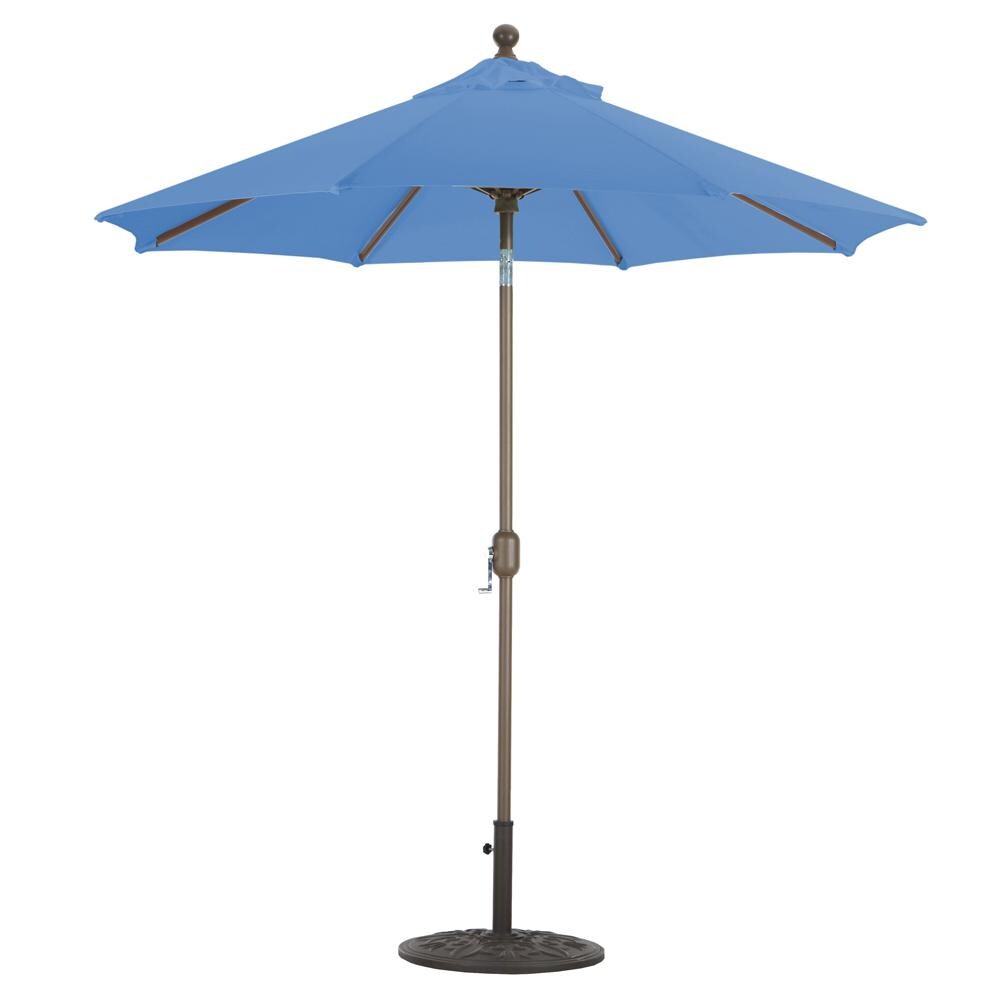 Galtech 7.5 Ft. Octagonal Aluminum Patio Market Umbrella W/ Crank Lift And Deluxe Auto Tilt - Antique Bronze Frame W/ Sunbrella Canvas Pacific Blue Canopy