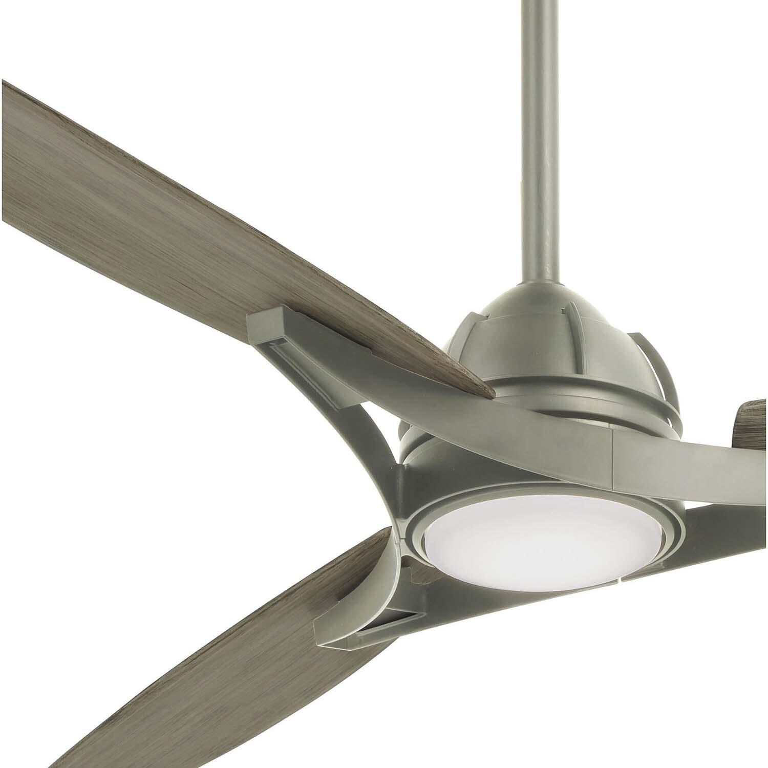 Minka-Aire F742L-BNK Molino 65-Inch 3-Blade LED Smart Ceiling Fan in Burnished Nickel Finish w/ Seashore Grey Blades & Etched White Glass - Closeup thumbnail