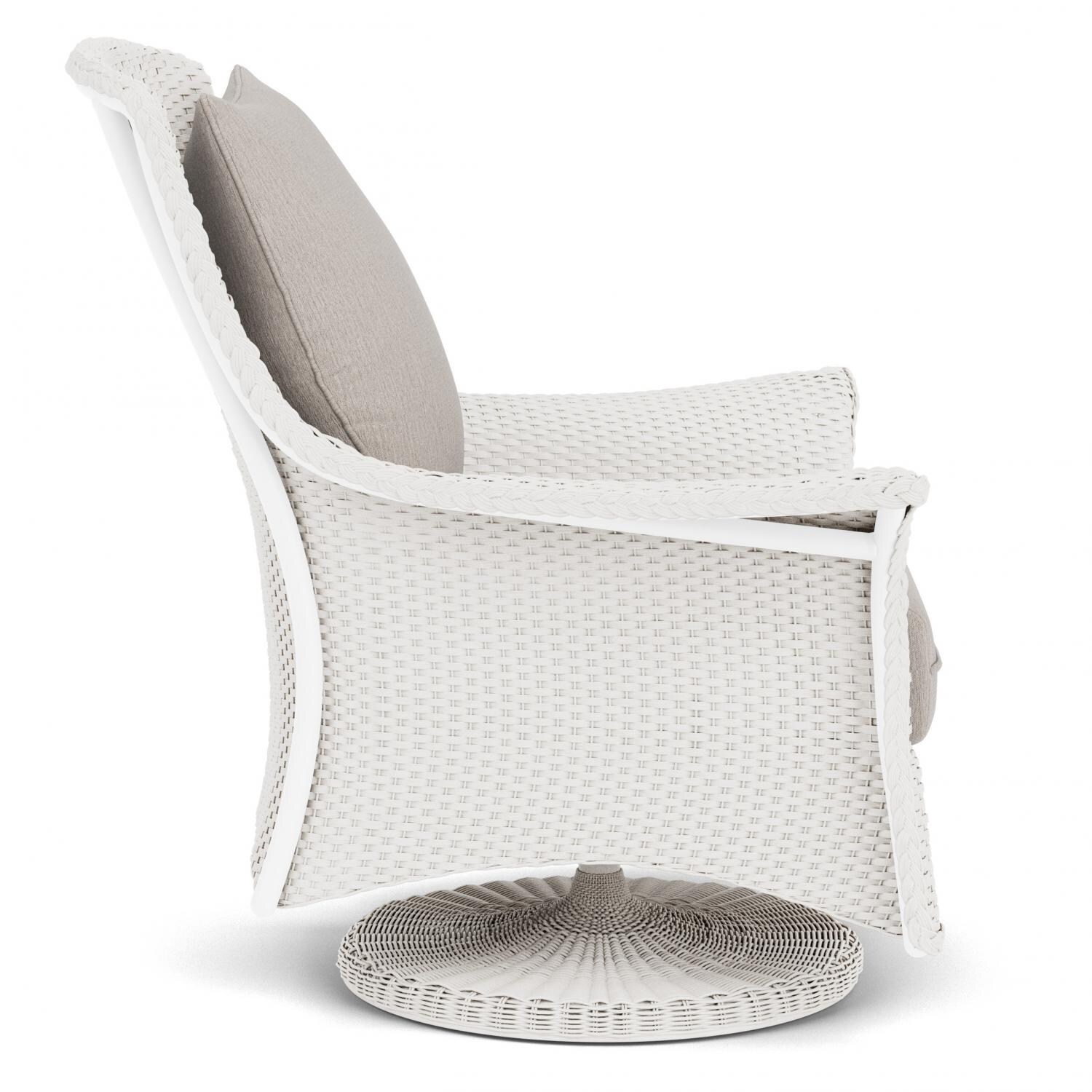 Lloyd Flanders Mandalay Swivel Rocker Lounge Chair in White Finish with Remy Cloud fabric - Side thumbnail