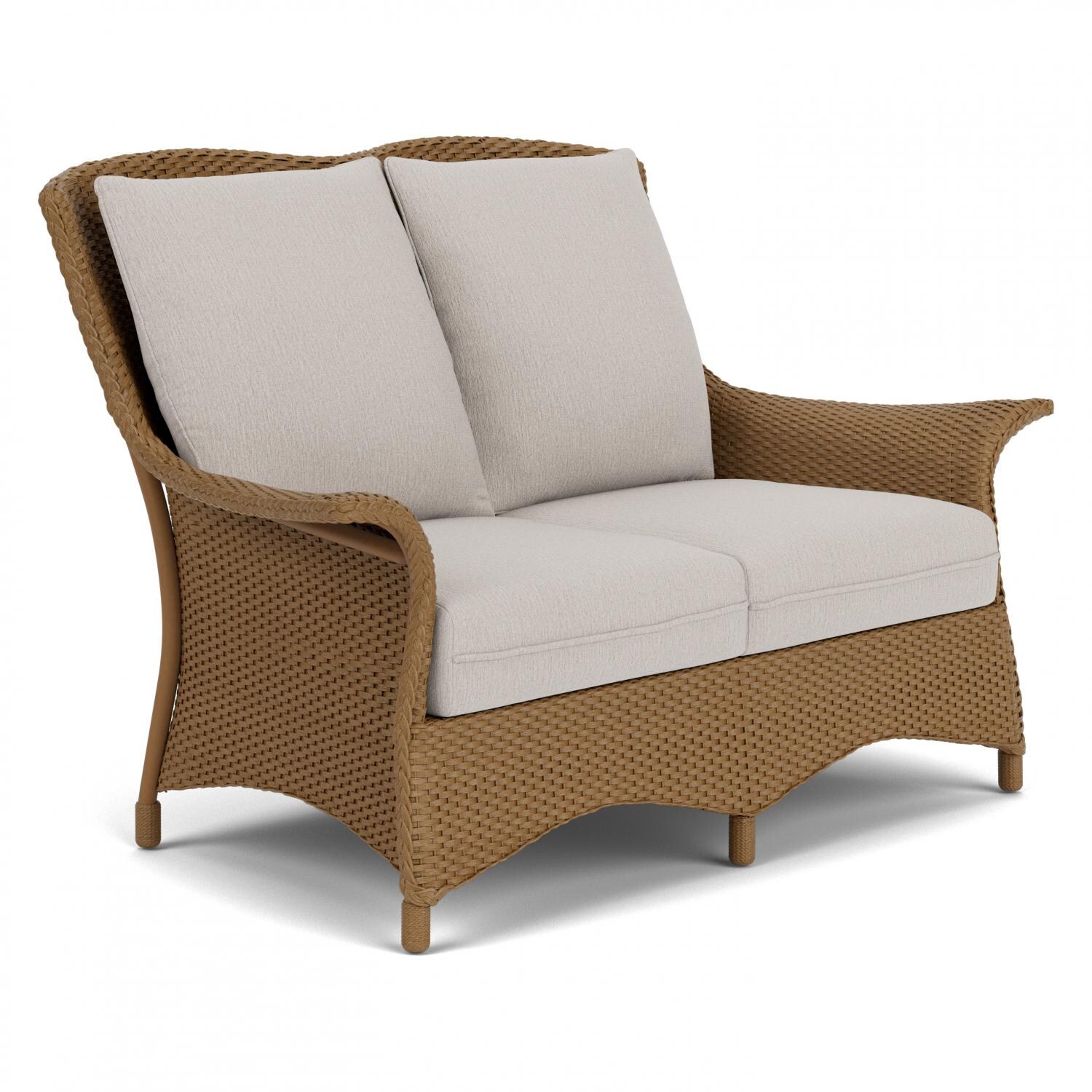 Lloyd Flanders Mandalay Loveseat in Hickory Finish with Remy Cloud fabric - Angled thumbnail