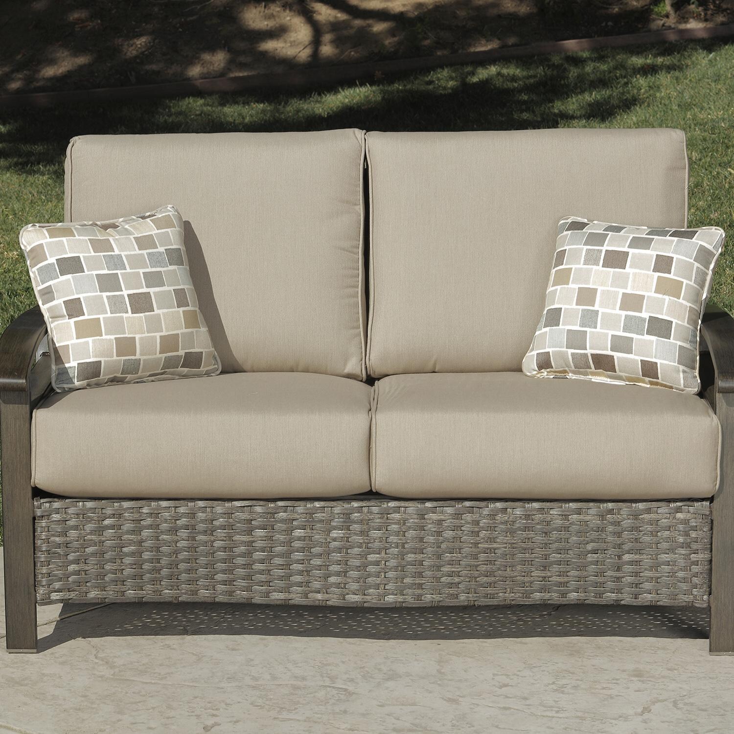 Lakeview Outdoor Designs Dove Cay 6 Piece Wicker & Aluminum Patio Conversation Set - Patio Loveseat Front thumbnail