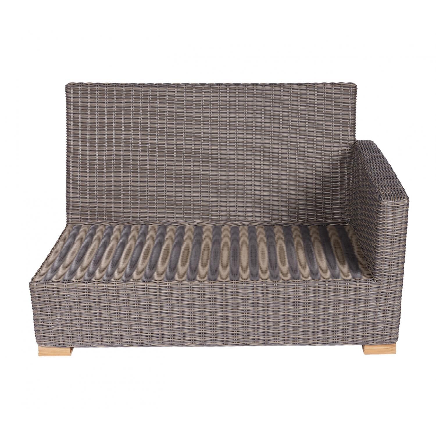 Royal Teak Collection SB2RN Sanibel 2 Person Wicker Right Arm Loveseat w/ Sunbrella Canvas Granite Cushions in Canvas Navy - Loveseat - White Background thumbnail