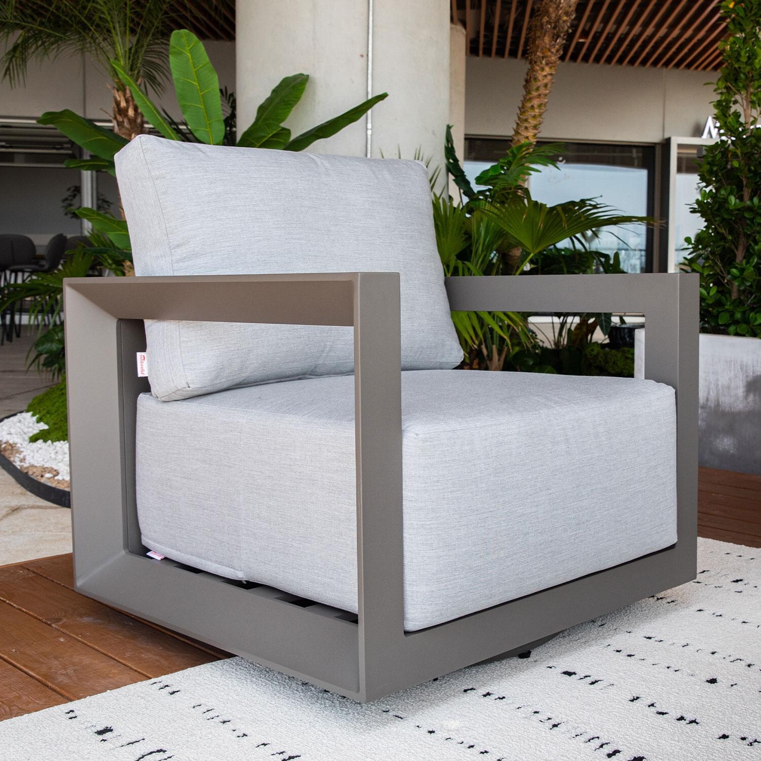 Elementi OS-2505W Newport Outdoor Aluminum Swivel Club Chair w/ Sunbrella Cushions thumbnail