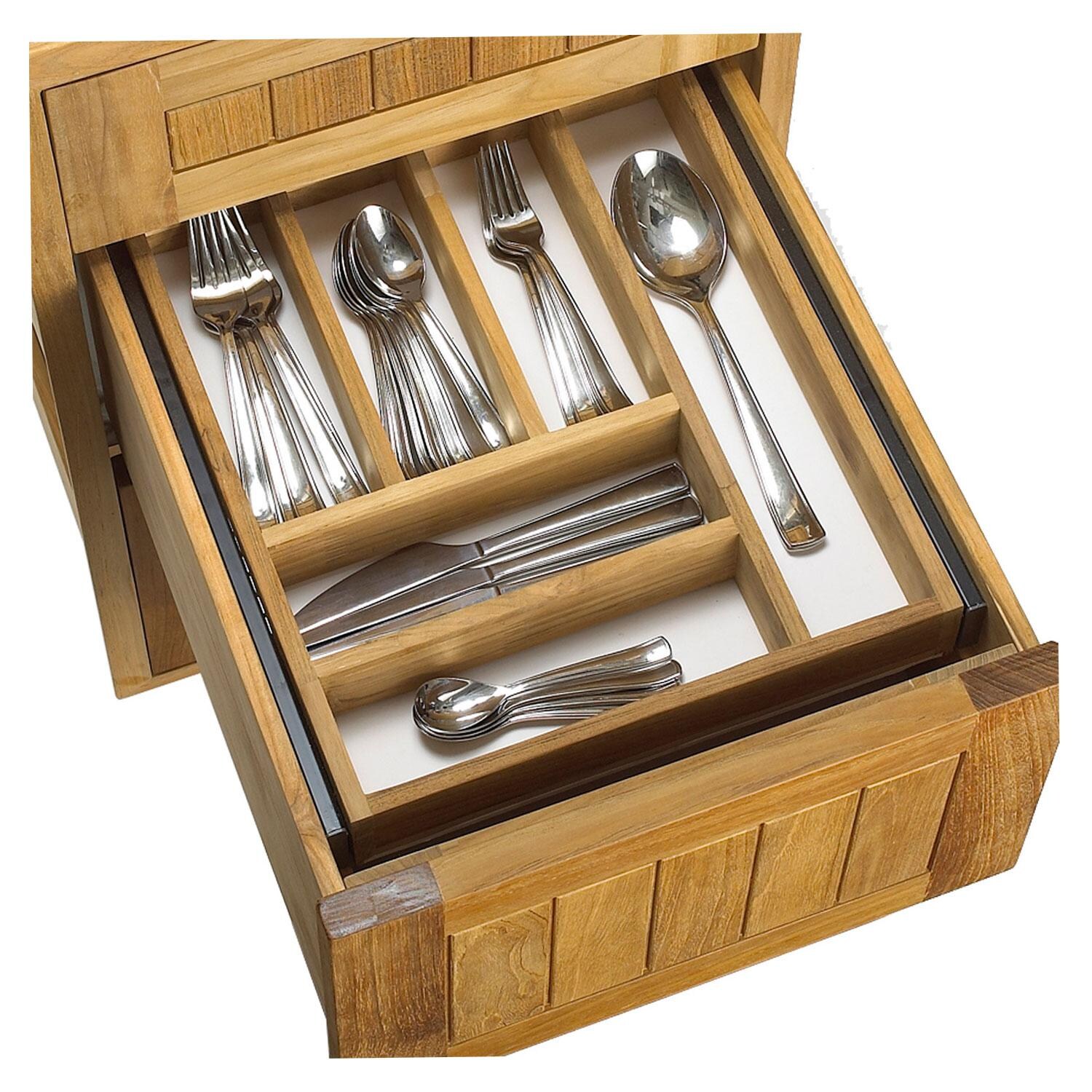 Pacific Teak Push Back Cutlery Tray - Silverware thumbnail