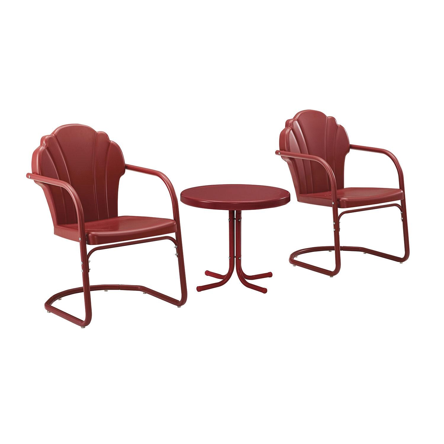Ultimate Patio UP-32244RE 3Pc Retro Outdoor Chair Set in Red Satin - Angled - White Background thumbnail