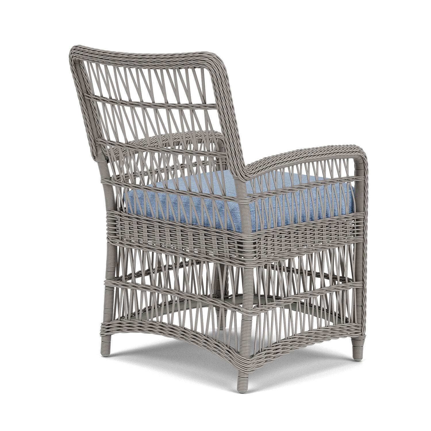 Lloyd Flanders Mackinac Dining Armchair in Putty Finish with Demo Skyway Fabric - Rear Right thumbnail