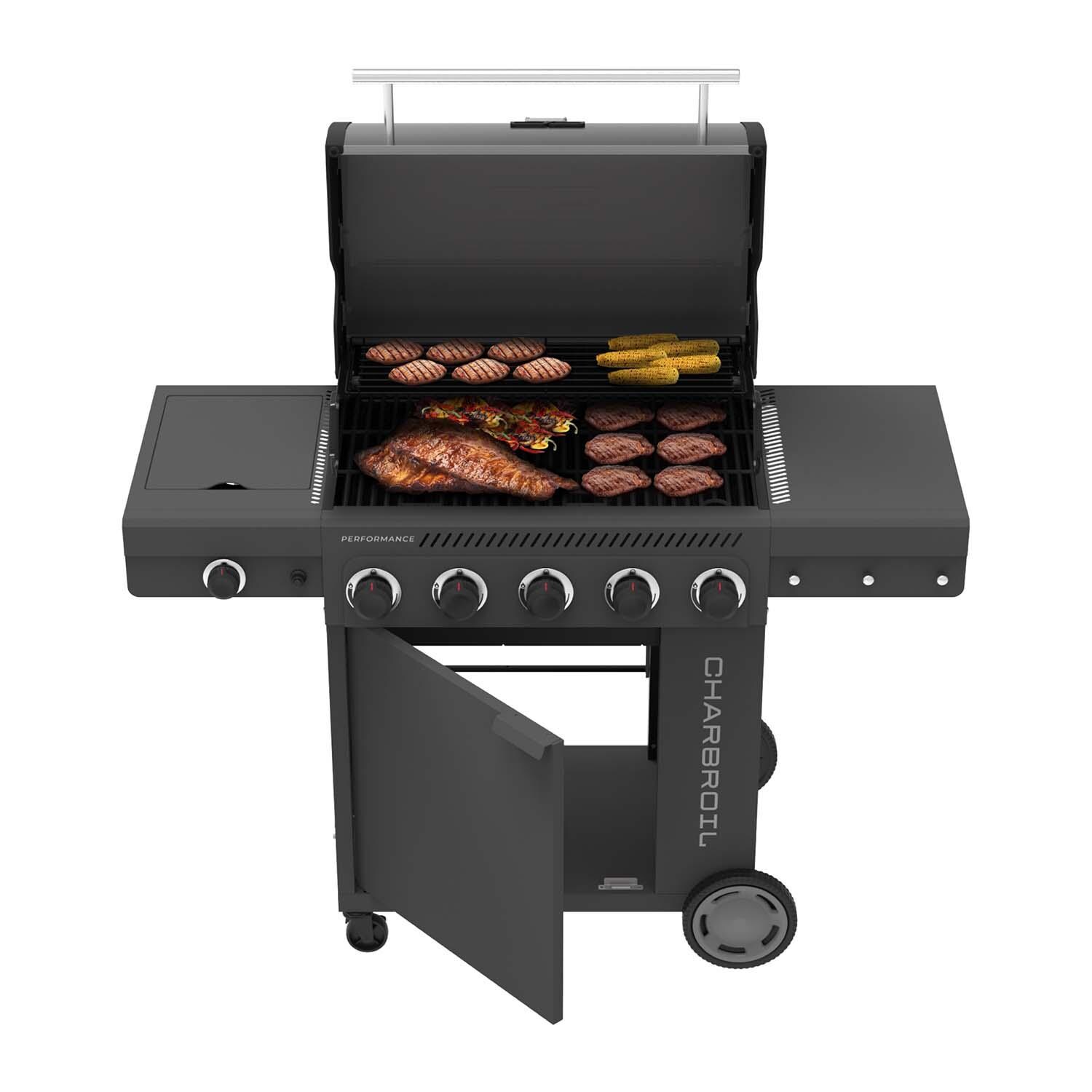 Charbroil 463463125 5-Burner Propane Grill - Grey - In Use - White Background thumbnail