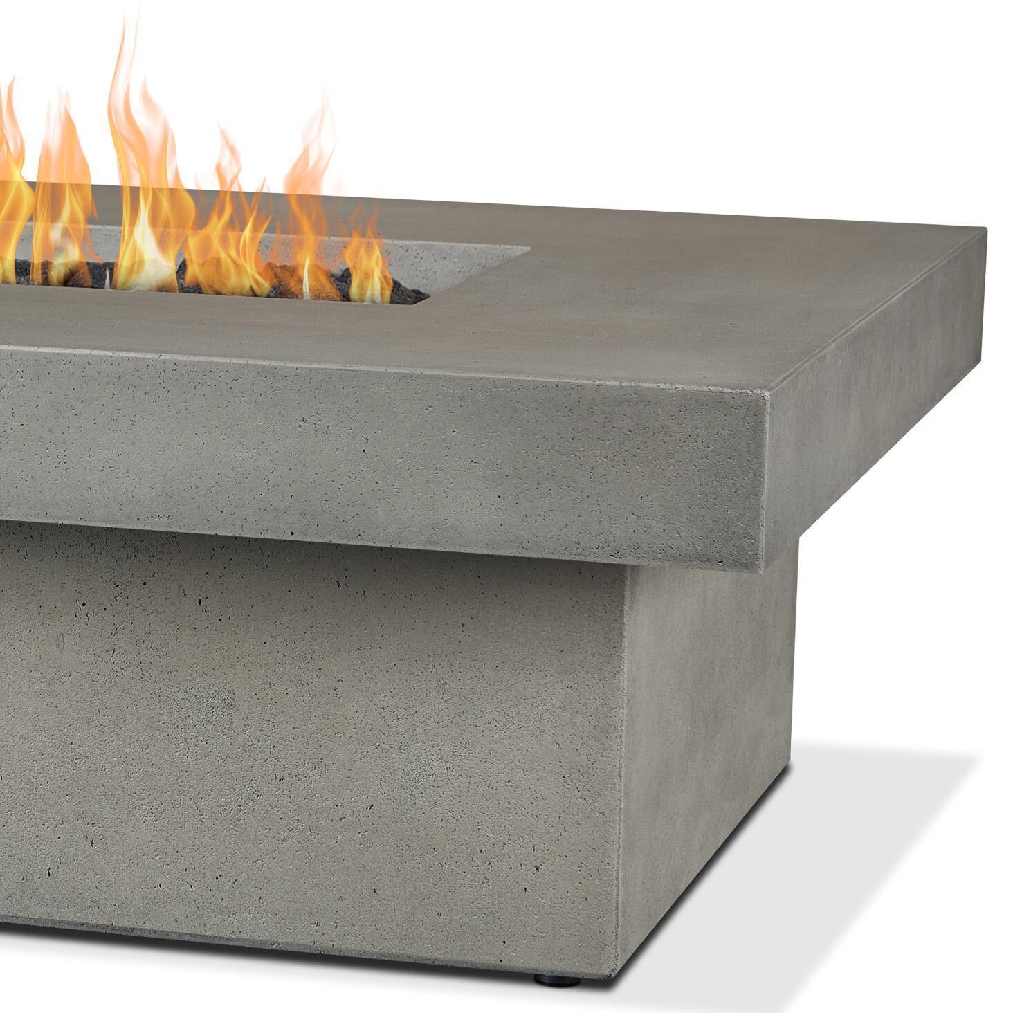 Hickory Bay 3708NG-ASH 60 Inch Rectangular GFRC Natural Gas Fire Pit Table in Ash by BBQGuys Signature - Material - Detail thumbnail
