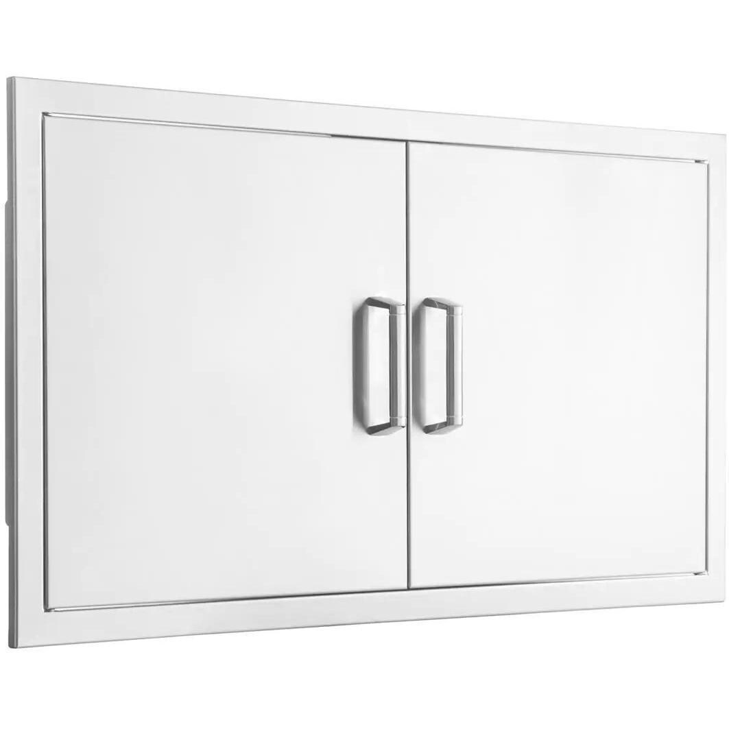 BBQGuys Signature 40-in Contempo/Traditional Stainless Steel Double Access Door - Contempo - Angled View - White Background thumbnail