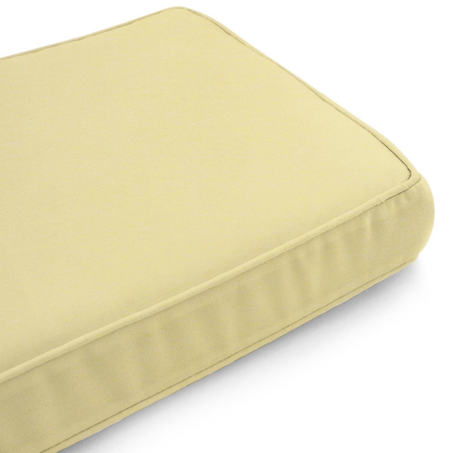 Sunbrella Canvas Buttercup Medium Outdoor Replacement Bench Cushion W/ Piping By UltimatePatio.com - Corner Detail thumbnail