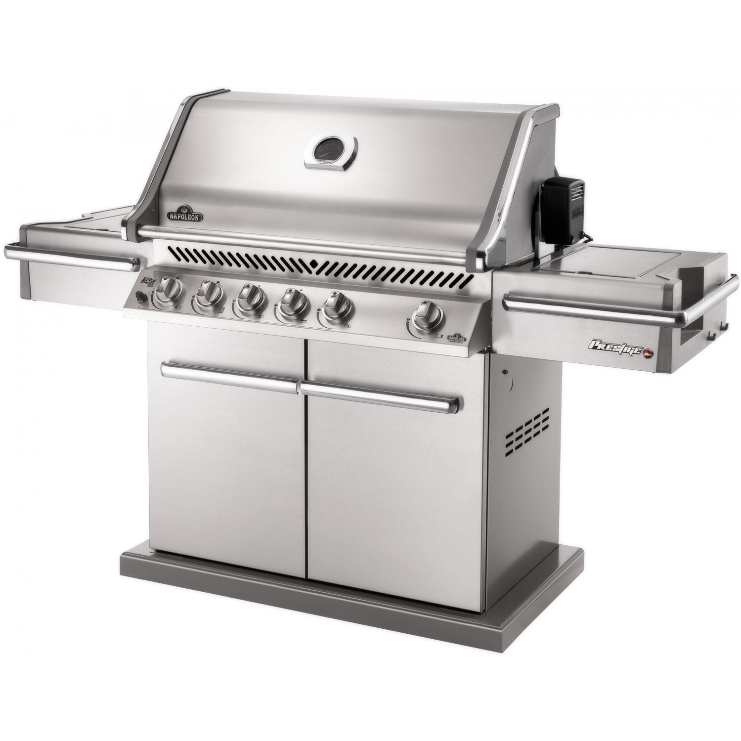 Napoleon Prestige Pro 600 Natural Gas Grill With Rear Infrared Burner And Infrared Side Burner On Cart Side View thumbnail