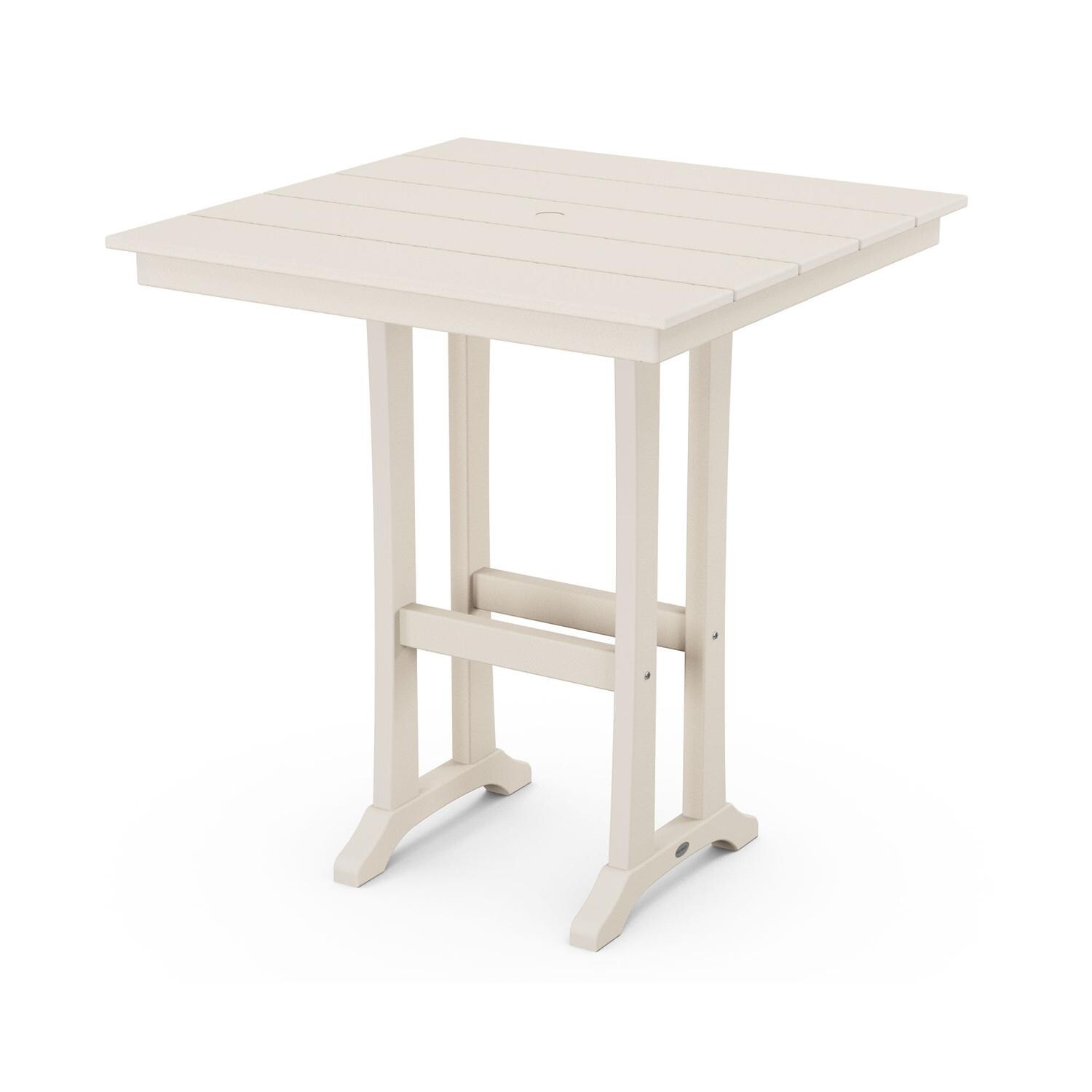 POLYWOOD 37-Inch Farmhouse Trestle Bar Table - Sand