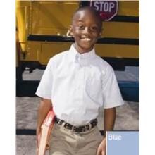 French Toast School Uniform Boys Husky Short Sleeve Oxford Shirt 18/20H - Blue image