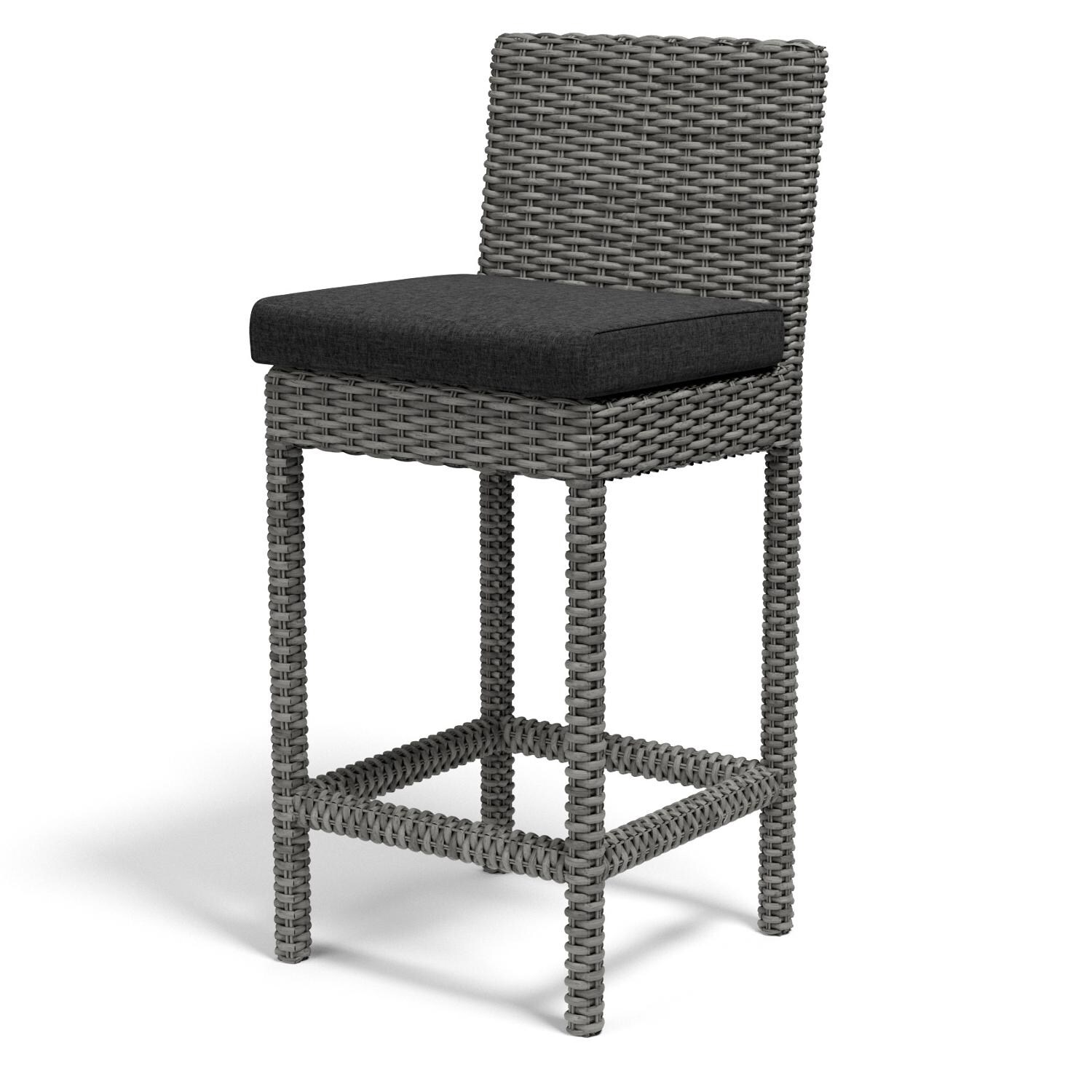 Sunset West Emerald II Resin Wicker Patio Barstool W/ Sunbrella Spectrum Carbon Cushions image