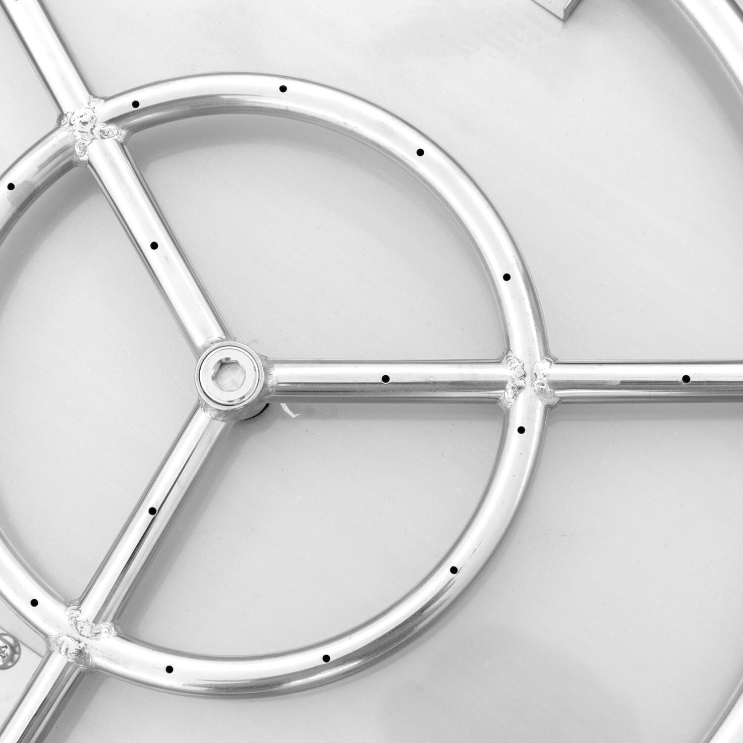 BBQGuys Signature Series Lavelle 24-Inch Square High-Rise Natural Gas Fire Bowl - Stainless Steel - Burner Detail thumbnail