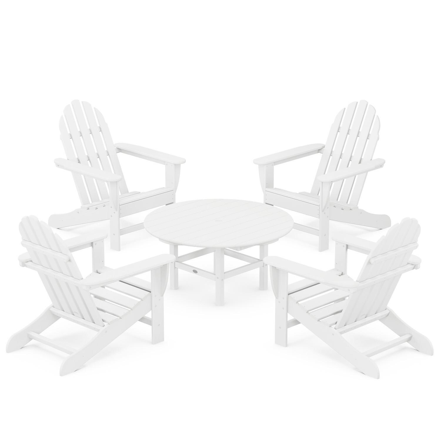 POLYWOOD PWS704-1-WH Classic Adirondack 5-Piece Conversation Set thumbnail