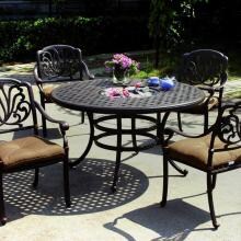 Darlee Elisabeth 5 Piece Cast Aluminum Patio Dining Set - Dining Table With Ice Bucket Insert image