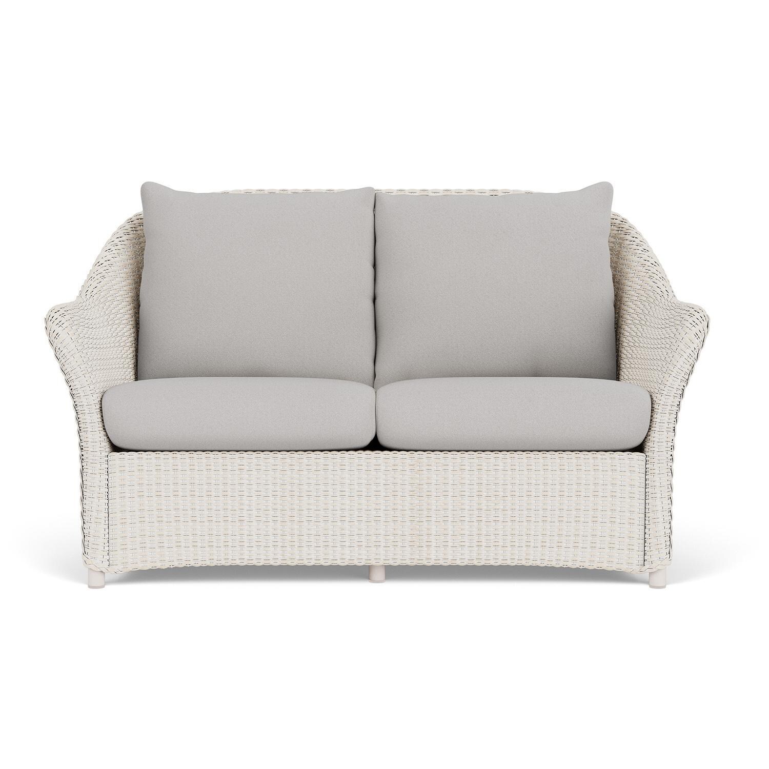 Lloyd Flanders Weekend Retreat Loveseat in Antique White Finish W/ Tundra Dove Fabric thumbnail