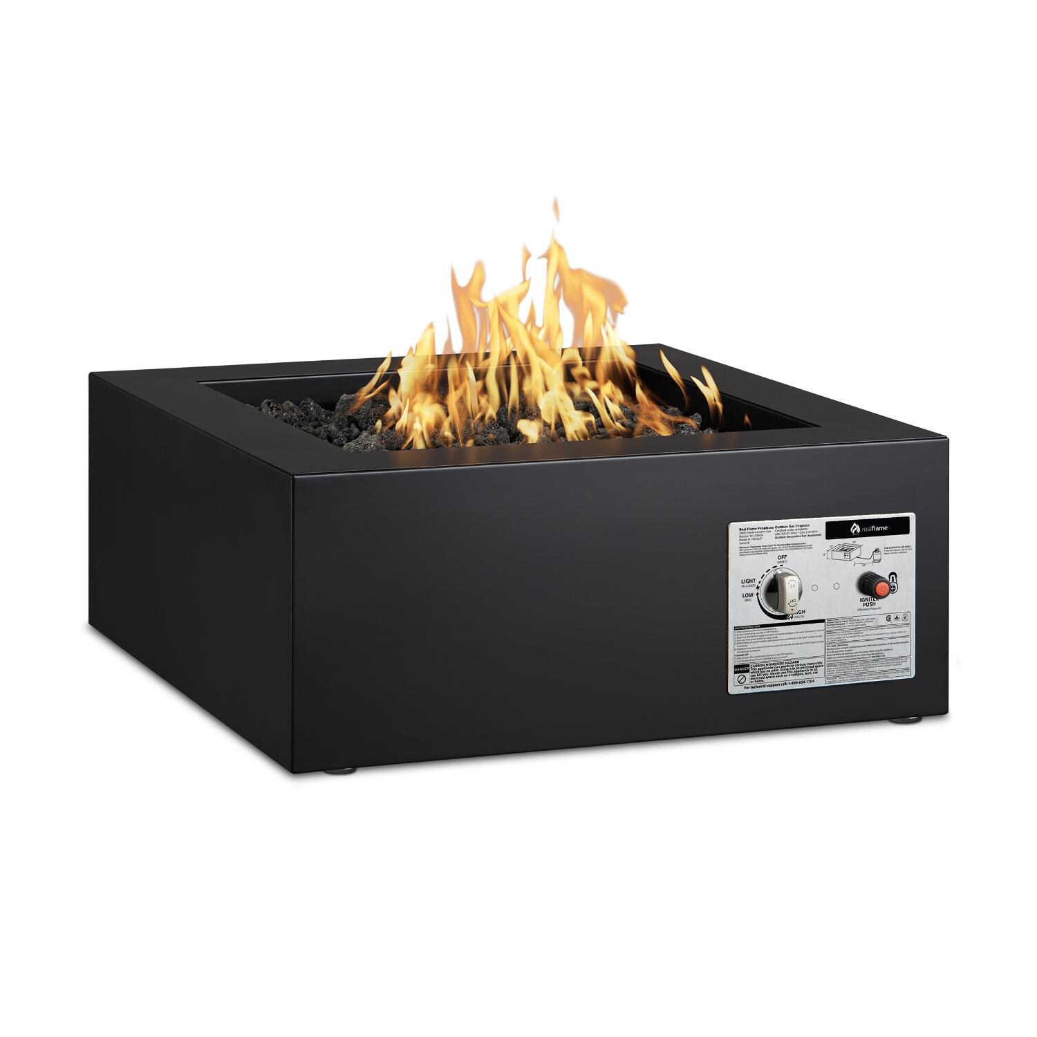 Real Flame Byron 30-Inch Square Propane Fire Pit - Raven Black - Electronic Ignition thumbnail