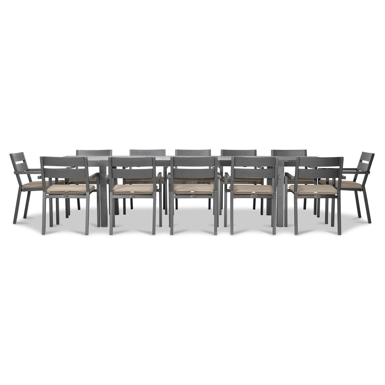 Calm Bay 13 Pc Extendable Dining Set in Slate/Heather Beige by Lakeview - White Background 3 thumbnail