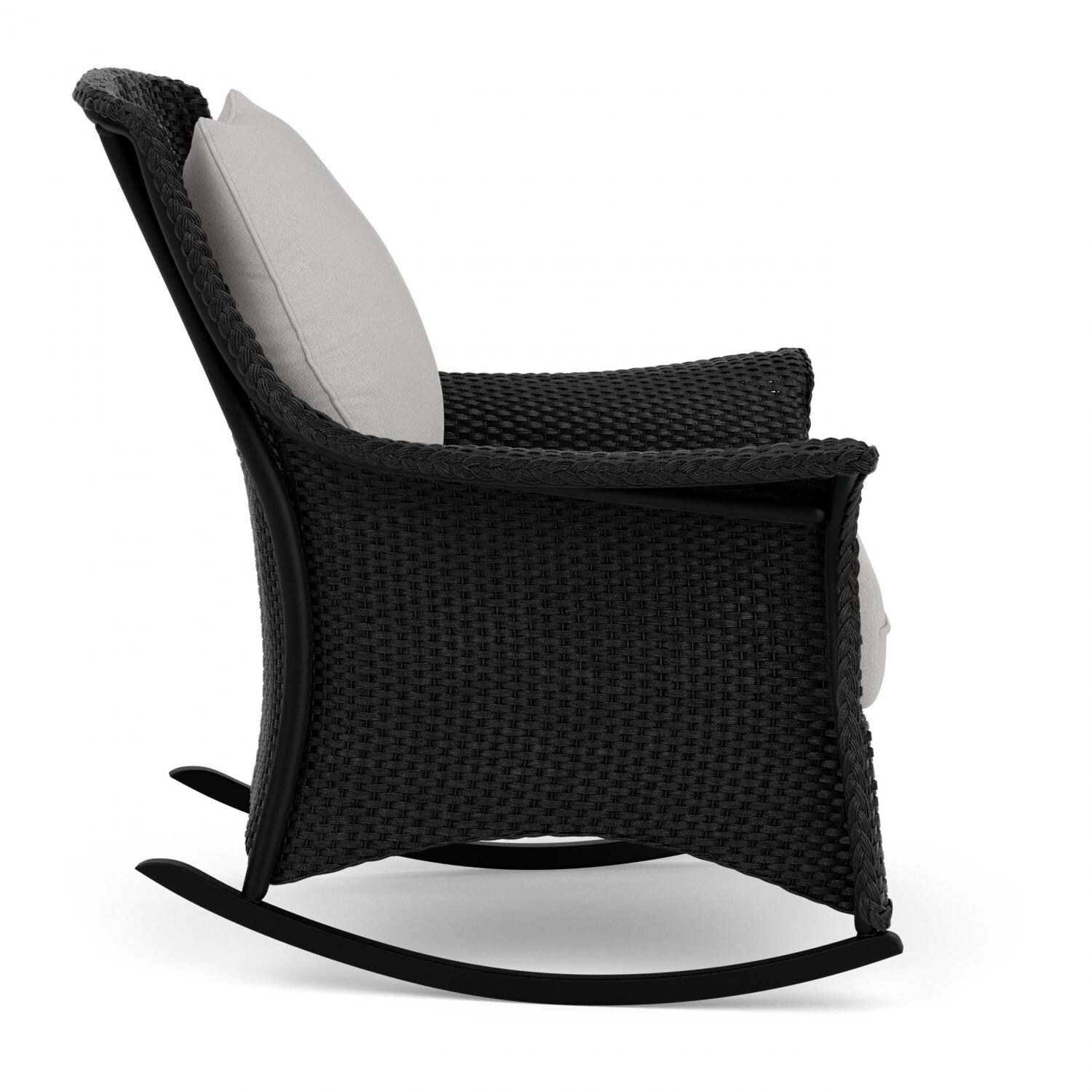 Lloyd Flanders Mandalay Lounge Rocker in Ebony Finish with Tundra Dove fabric - Side thumbnail