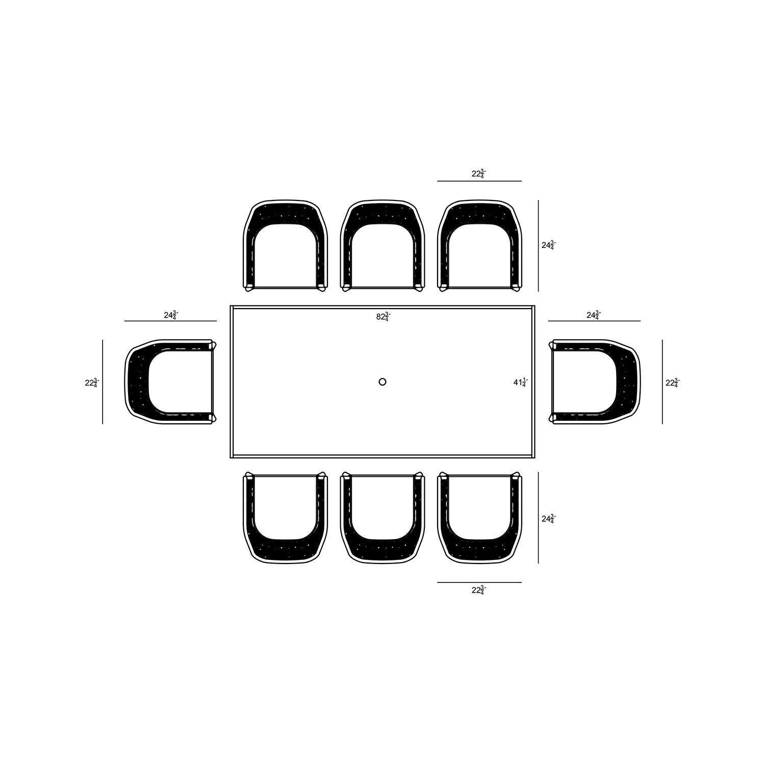 Chloe Bay 9 Pc Aluminum Rectangular Dining Set in White by Lakeview - Dimensional 2 thumbnail