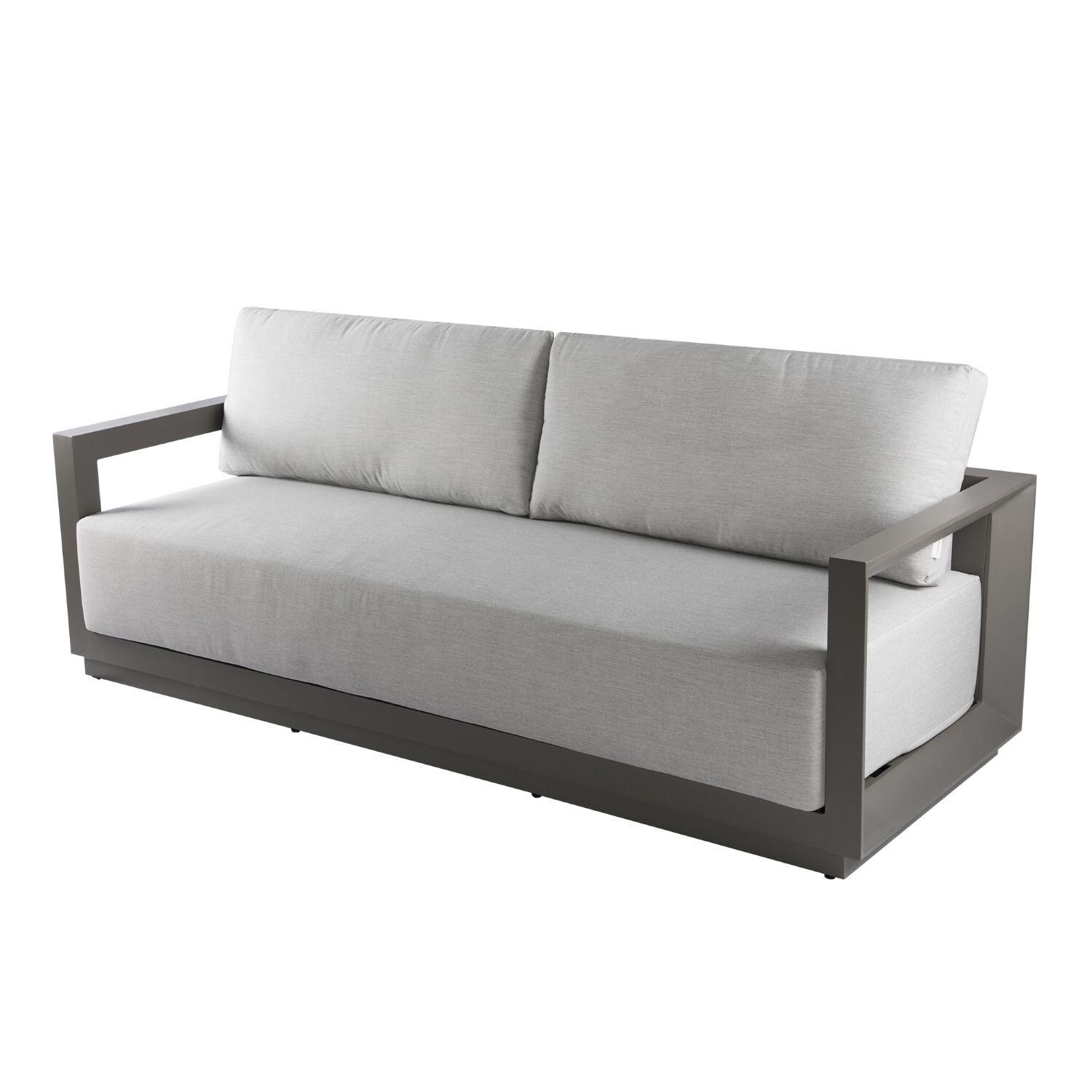 Elementi OS-2505T Newport Outdoor Aluminum Sofa w/ Sunbrella Cushions - Angled - White Background thumbnail