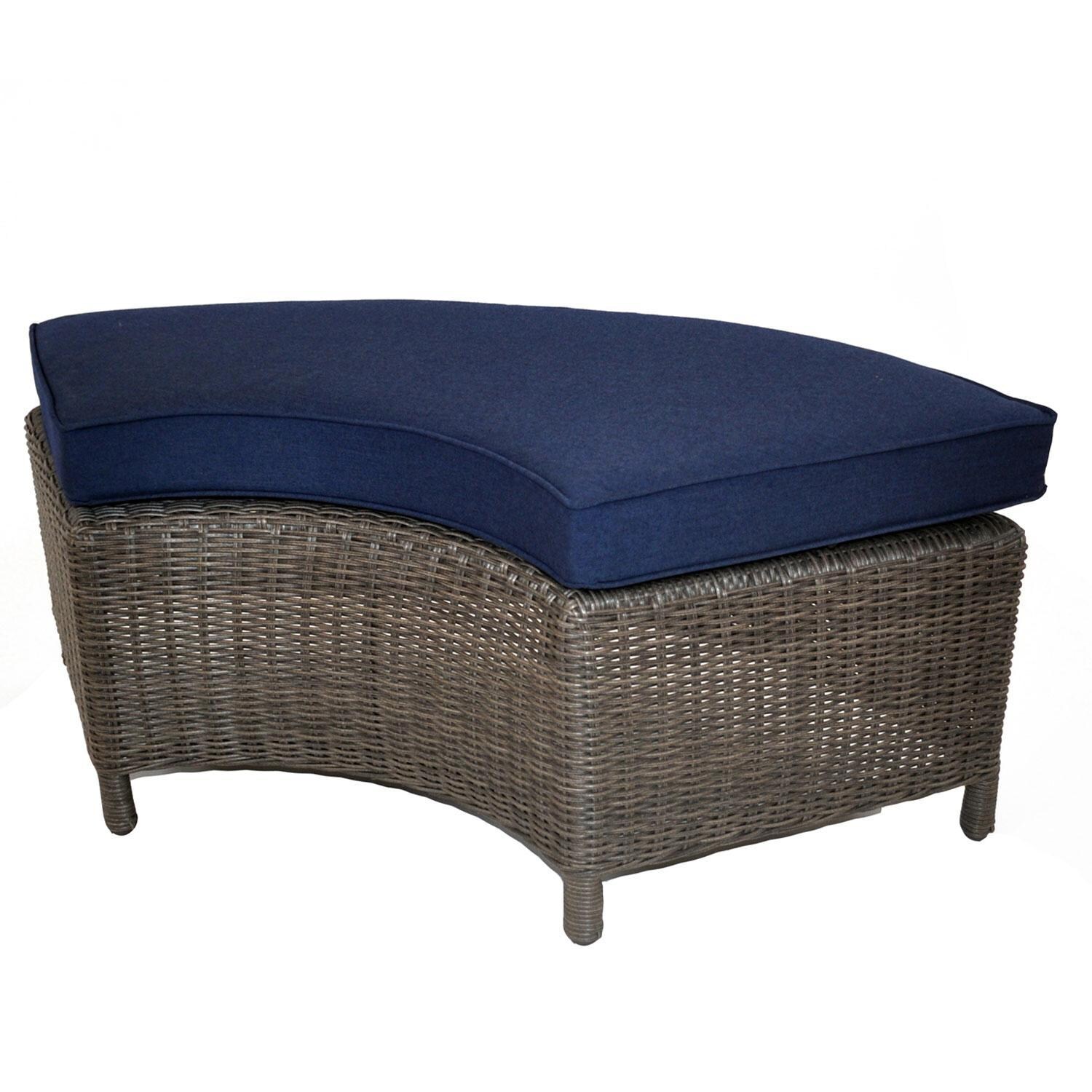 Palma 5 Pc Teak Round Seating Set in Spectrum Indigo By KETTLER - Bench - White Background thumbnail