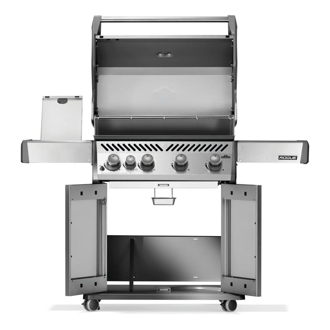 Napoleon R525SBNSS-2-FB Rogue 525 4 Burner Natural Gas Grill w/ Range Side Burner - Stainless Steel - Lid Open - White Background thumbnail