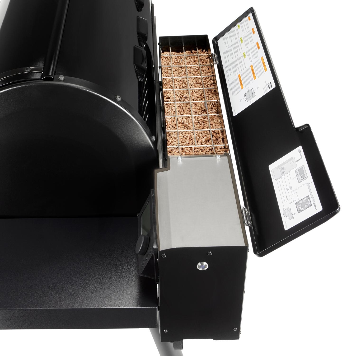 Weber 23611501 SmokeFire EPX6 STEALTH Edition 36-Inch Wi-Fi Enabled Wood Fired Pellet Grill - Pellet Hopper Detail thumbnail