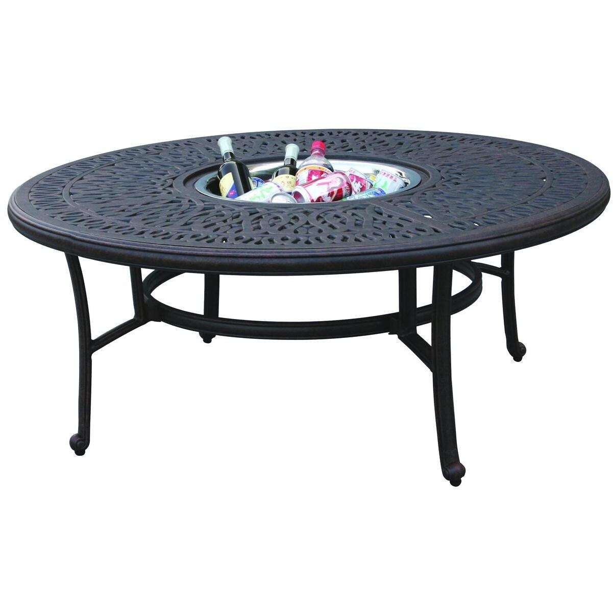 Darlee Elisabeth Patio Tea Table With Ice Bucket Insert - Antique Bronze