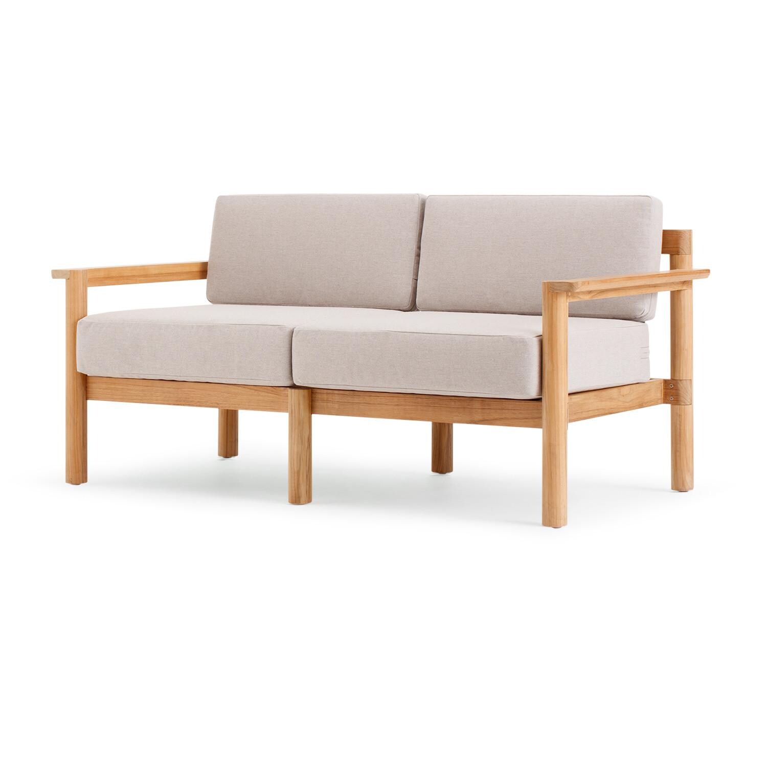 Neighbor Loveseat W/ Teak Arms - Sunbrella Ashe