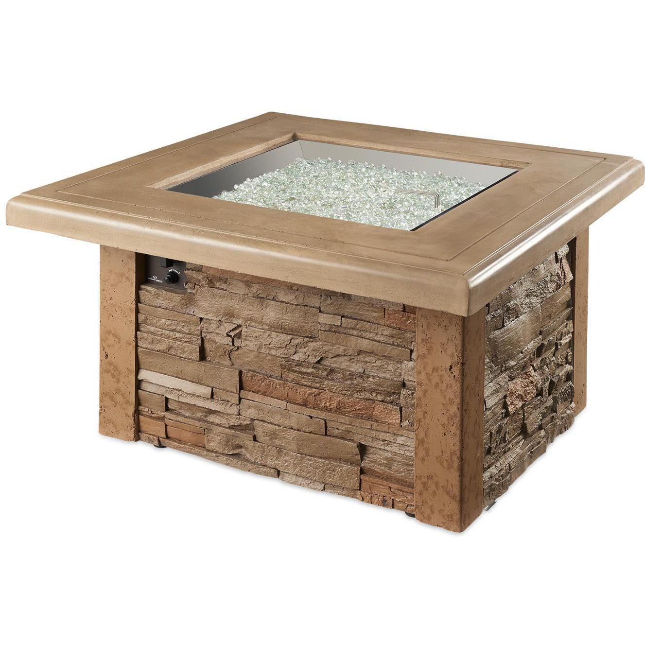 Lakeview Outdoor Designs Caneville Square Gas Fire Pit Table - No Flame - White Background thumbnail