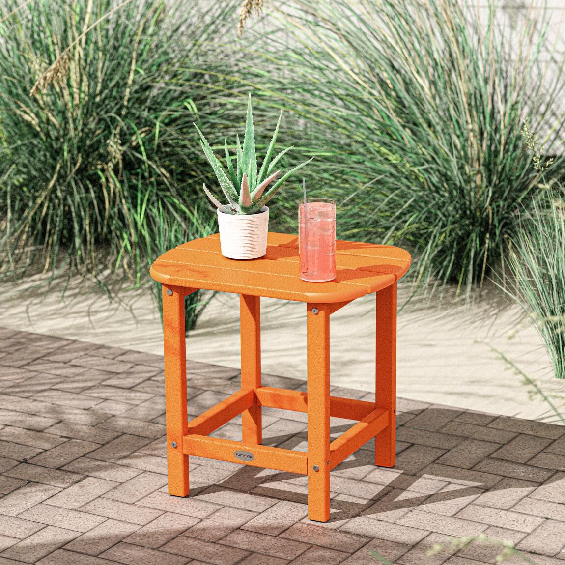 South Beach 19 X 15 Inch Rectangular Recycled Plastic End Table in Tangerine by POLYWOOD