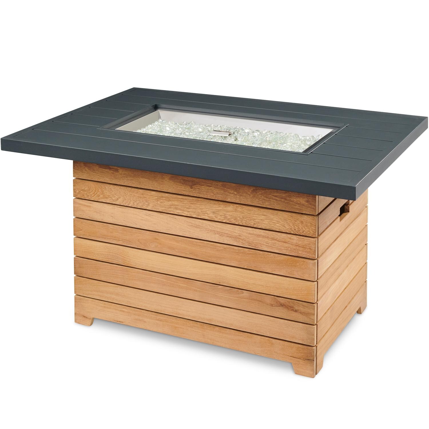 The Outdoor GreatRoom Company Darien DAR-1224-K 42-Inch Rectangular Propane Gas Fire Pit Table with Aluminum Top and 24-Inch Crystal Fire Burner - Shown Without Burner Lit thumbnail