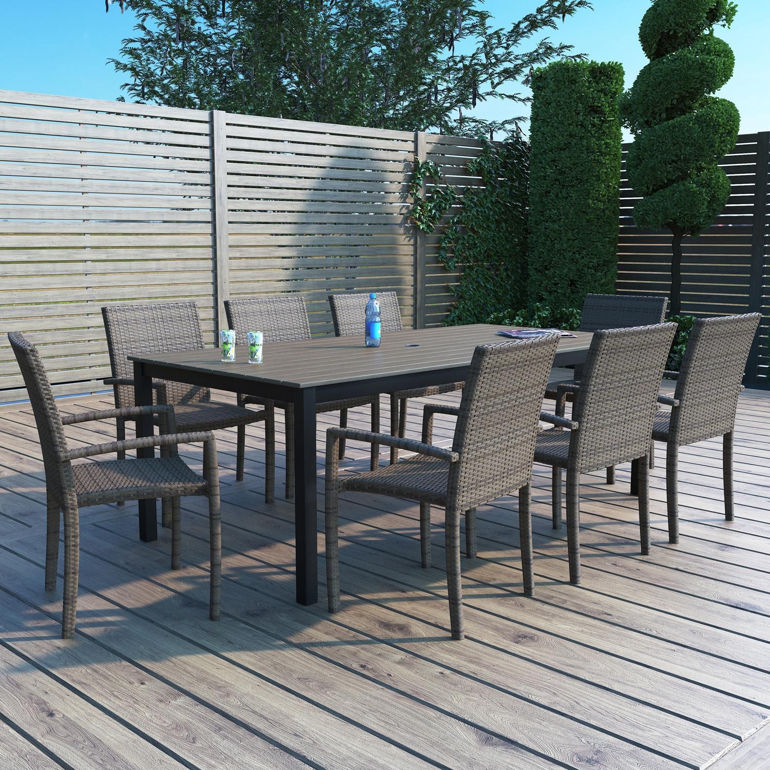 Lakeview NC2685-83X41REC-9PCDINING Rosalie Bay 9 Pc Aluminum Dining Set in Brown - Set - Lifestyle thumbnail