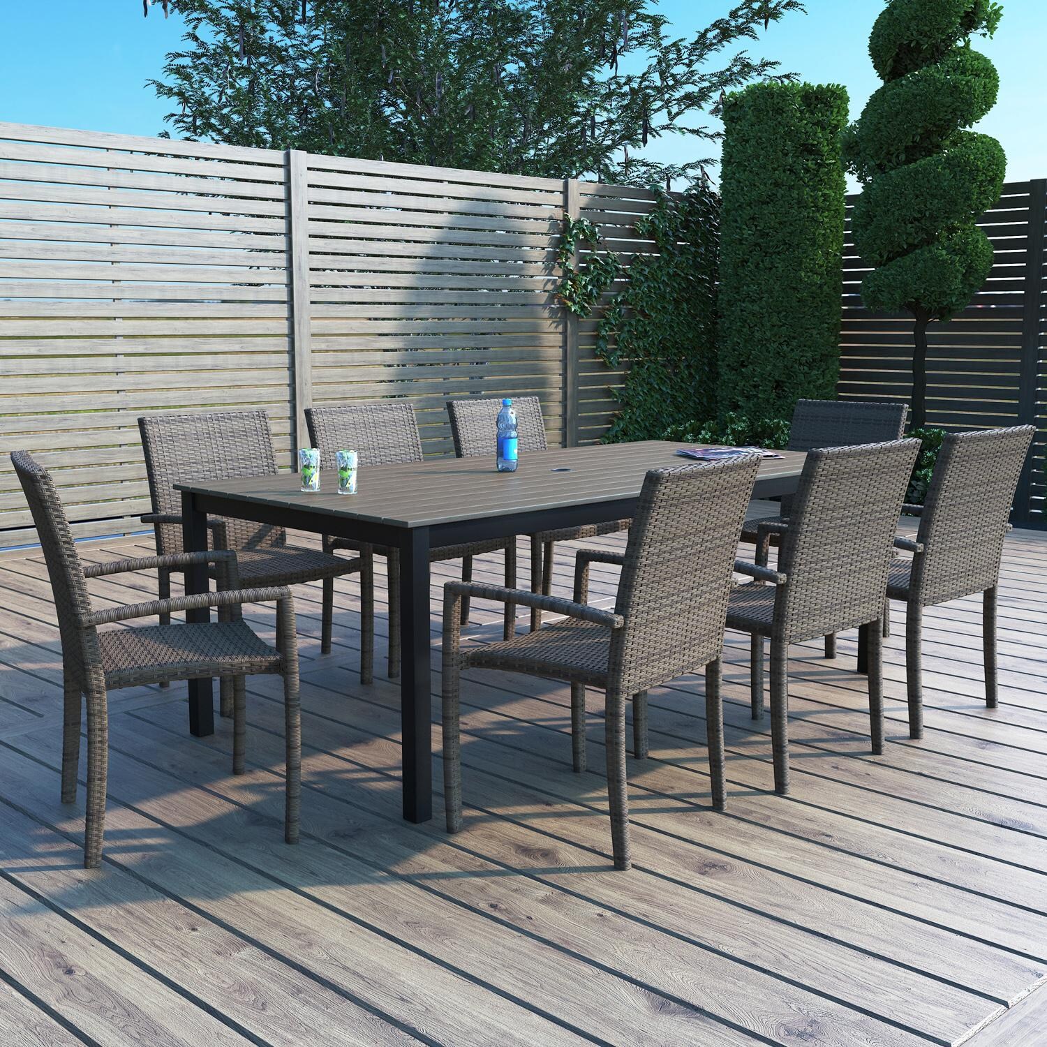 Lakeview NC2685-83X41REC-9PCDINING Rosalie Bay 9 Pc Aluminum Dining Set in Brown - Set - Lifestyle thumbnail