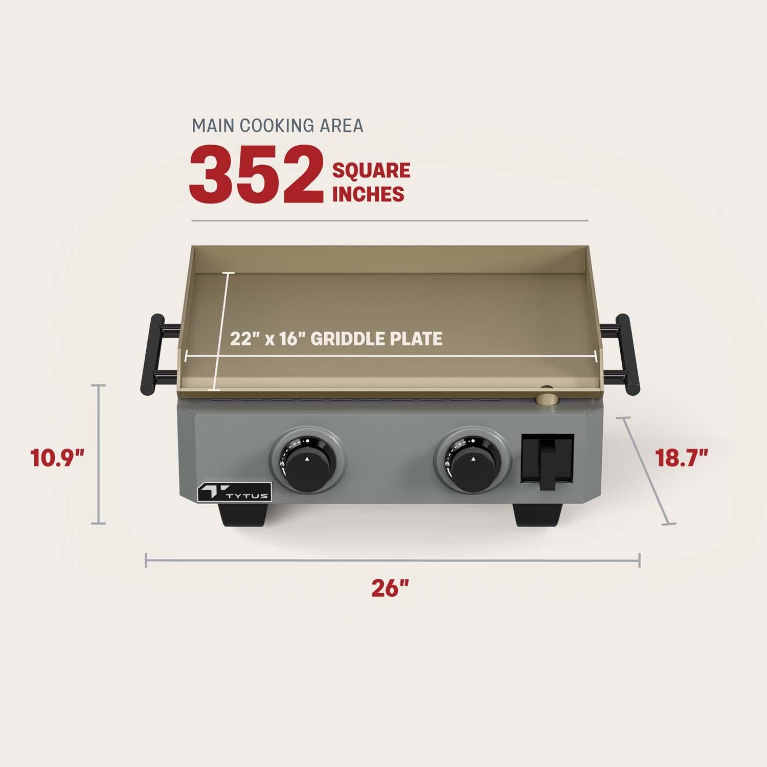 TYTUS TDT-GHS-GGRD Emberwood Propane Gas Griddle - Dimensional thumbnail