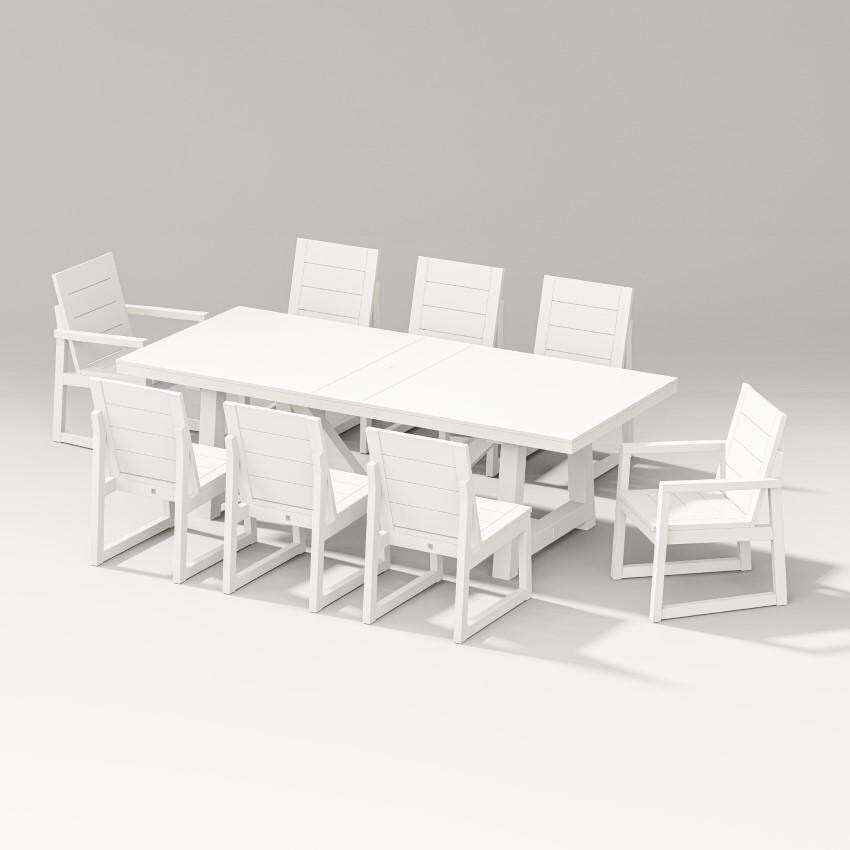 Elevate 9 Pc A-Frame Table Dining Set in Vintage White By PW Designer Series