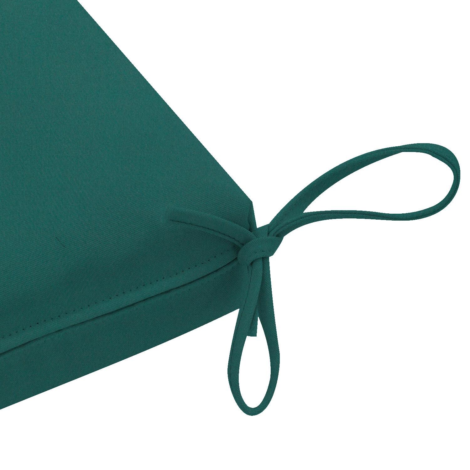 Sunbrella Canvas Forest Green Large Outdoor Replacement Bench Cushion W/ Knife Edge By UltimatePatio.com - Tie Detail thumbnail