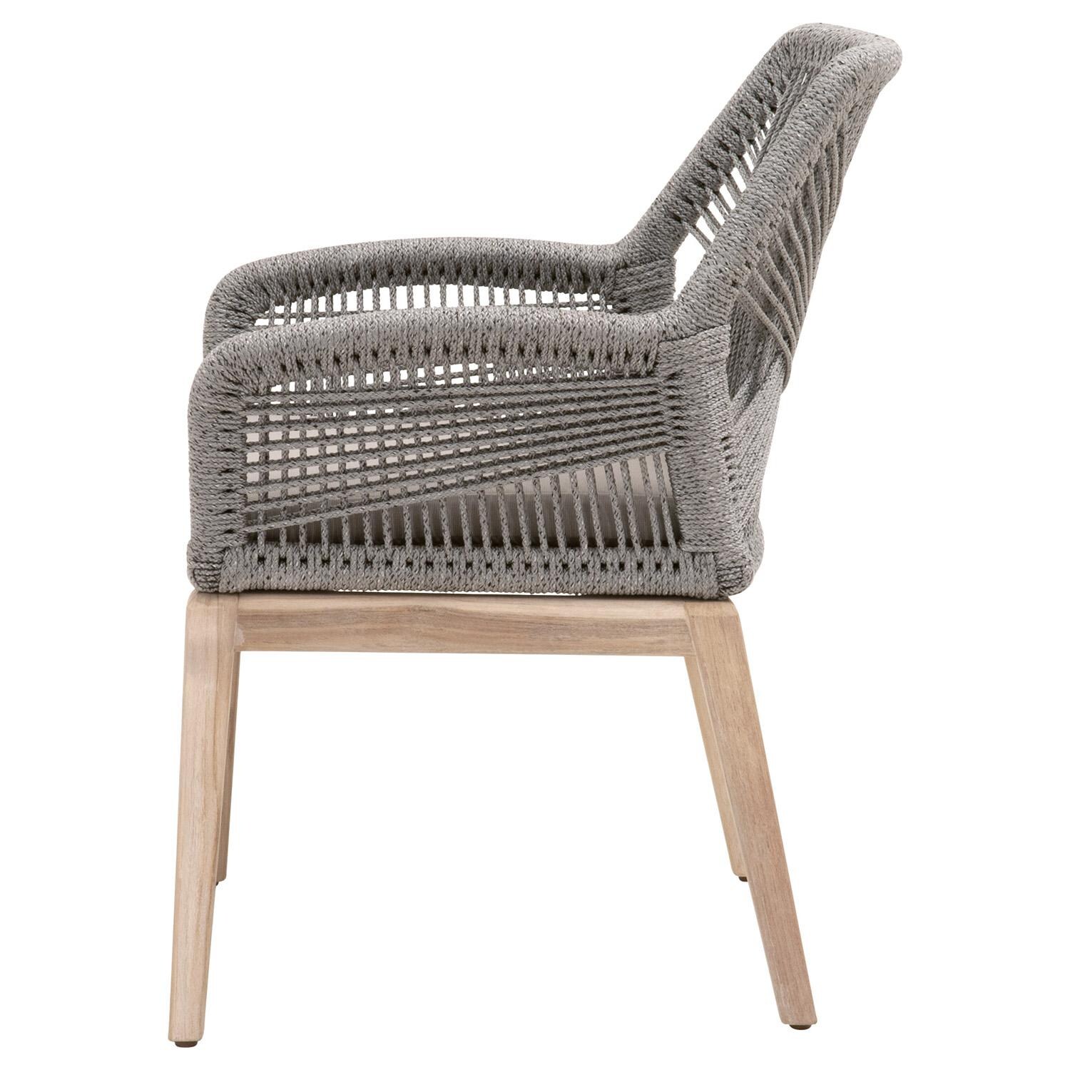 Lakeview Peninsula Way 2 Pc Woven Rope Dining Arm Chair in Platinum - Side View thumbnail