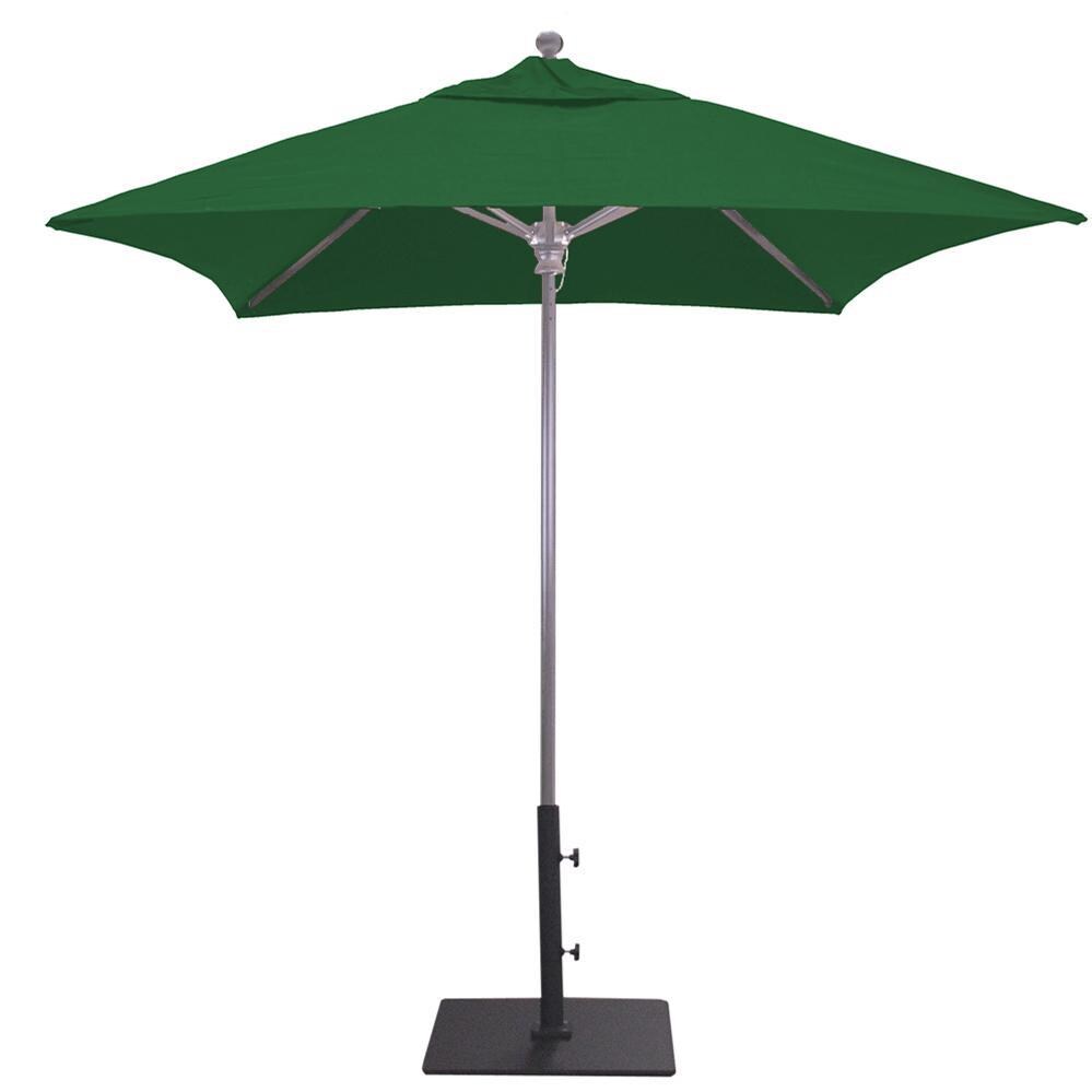 Galtech 6 X 6 Ft. Square Aluminum Patio Umbrella W/ Manual Lift - Silver Frame W/ Forest Green Sunbrella Fabric (Umbrella Base Not Included) thumbnail